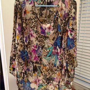 Jennifer Lopez Multicolor Floral and Animal Print Blouse